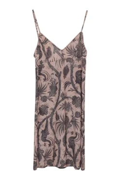 Blush polyester-blend botteh floral print ruffle midi A-line dress
