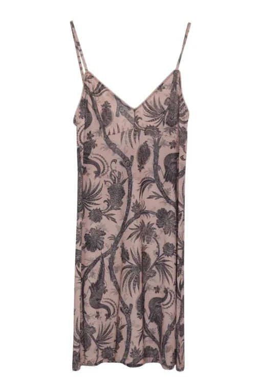 Blush polyester-blend botteh floral print ruffle midi A-line dress