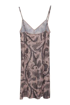 Blush polyester-blend botteh floral print ruffle midi A-line dress