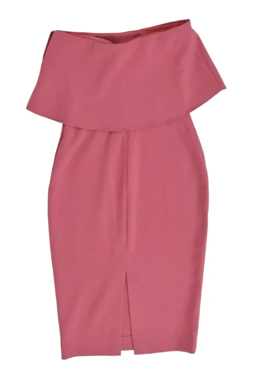 Blush polyester-blend off-shoulder ruffle sheath dress