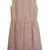 Blush semi-sheer layered cotton sleeveless mini skater dress