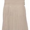 Blush semi-sheer polyester drop-waist plissé skirt