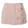 Blush sequin-embellished wool-blend low-rise mini skirt featuring star and moon motif