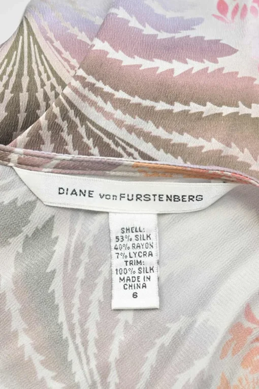 Blush silk abstract botanic print asymmetric cowl neck camisole with waist-tie fastening