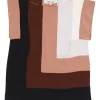 Blush silk paneled colour-block sleeveless pullover boxy blouse