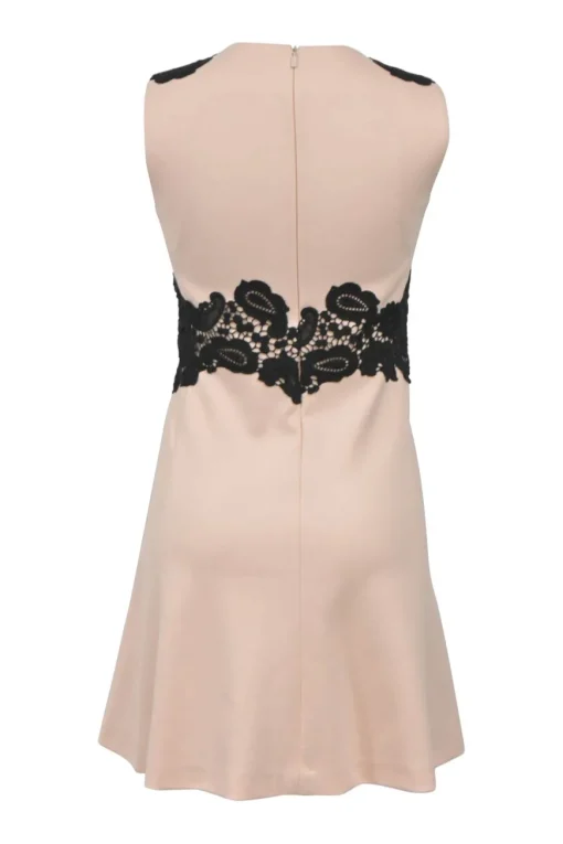Blush silk-blend guipure lace-trimmed sleeveless mini dress