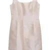 Blush silk-blend satin square neckline mini sheath dress