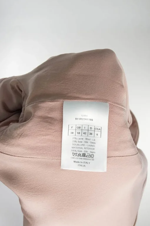 Blush wool-blend melton pullover crewneck tailored crop sleeve A-line dress with slanted hip flap pockets
