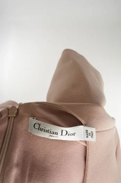 Blush wool-blend melton pullover crewneck tailored crop sleeve A-line dress with slanted hip flap pockets