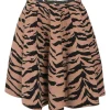 Blush wool-blend tiger intarsia knit circle skirt