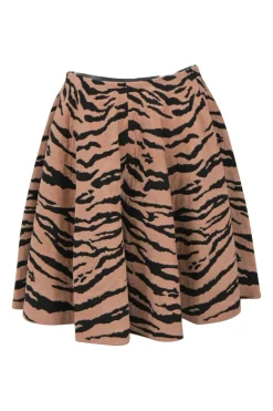 Blush wool-blend tiger intarsia knit circle skirt