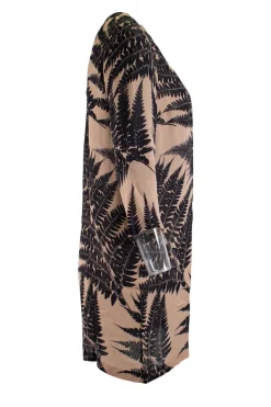 Brown and black print sheer shift dress