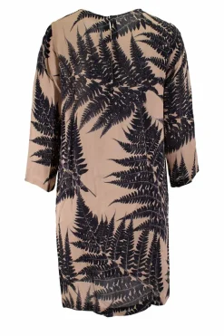 Brown and black print sheer shift dress