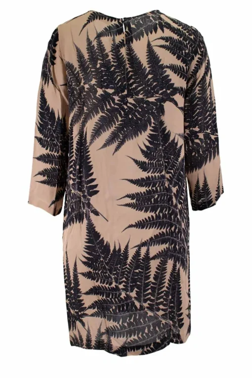Brown and black print sheer shift dress