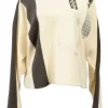 Brown and cream wool and cashmere-blend French terry crewneck Etriers pullover sweater