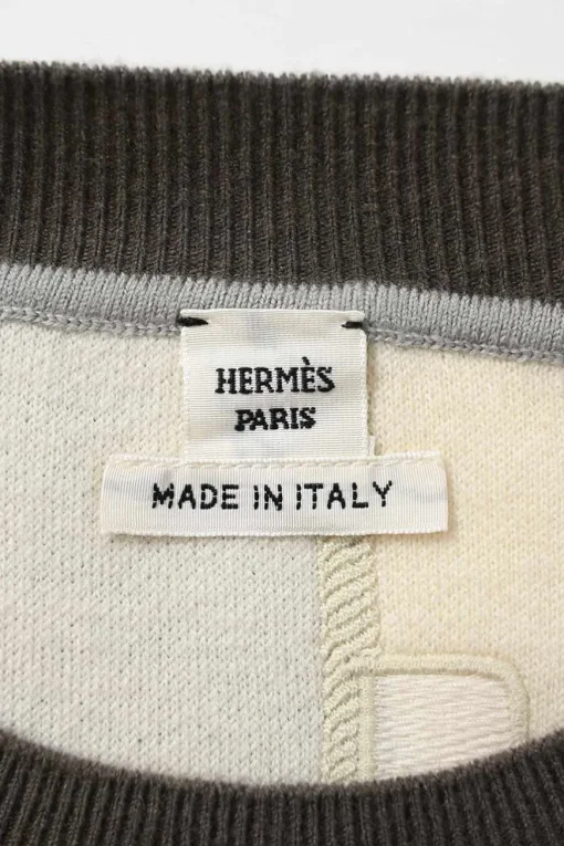 Brown and cream wool and cashmere-blend French terry crewneck Etriers pullover sweater