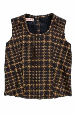Brown and gold patterned sleeveless top