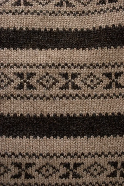 Brown contrast collar Fair Isle camel-hair sweater