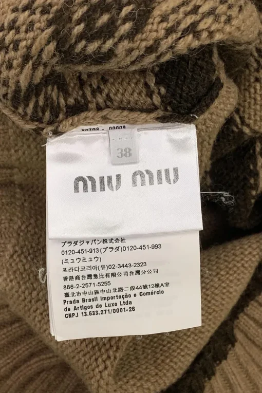 Brown contrast collar Fair Isle camel-hair sweater