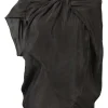 Brown draped polyester twist-front asymmetric top