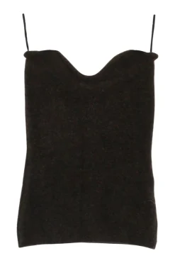 Brown merino-blend bouclé Meo strapless bandeau top with sweetheart neckline
