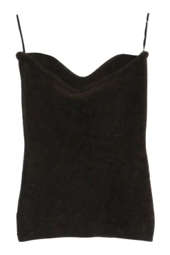 Brown merino-blend bouclé Meo strapless bandeau top with sweetheart neckline