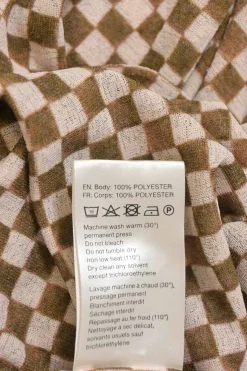 Brown polyester Harri check mesh turtleneck pullover second-skin knit top