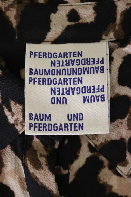 Brown polyester leopard print twist-front pullover midi shirt dress