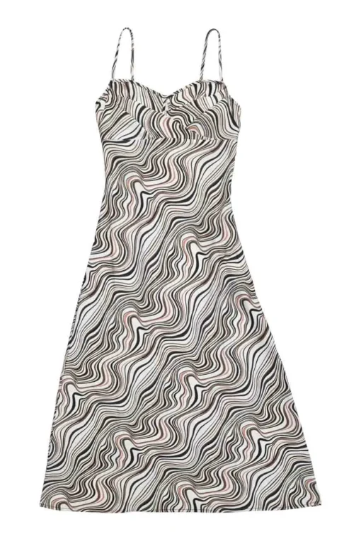 Brown polyester-blend Attracted to Maxi swirl print slip dress with adjustable straps