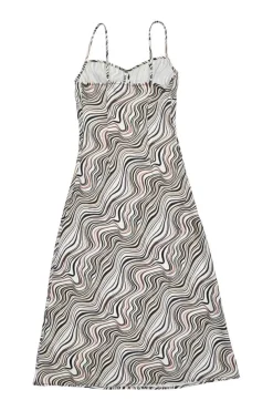 Brown polyester-blend Attracted to Maxi swirl print slip dress with adjustable straps