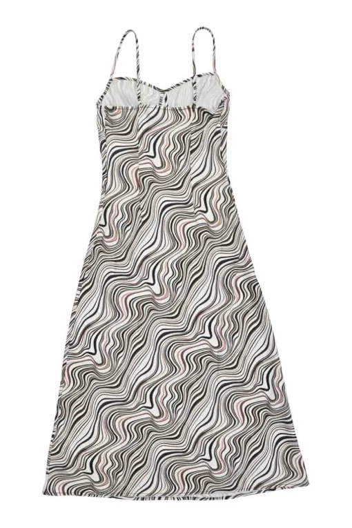 Brown polyester-blend Attracted to Maxi swirl print slip dress with adjustable straps