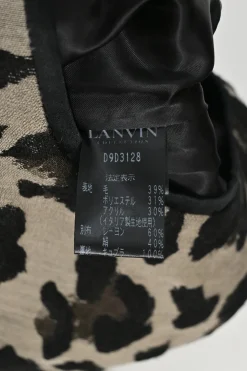 Brown polyester-blend leopard print jacquard sleeveless flounce hem cocktail dress