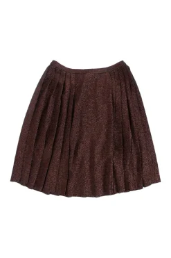Brown shimmery pleated mini skirt