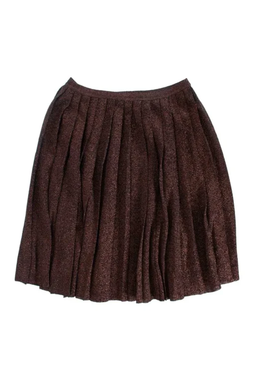 Brown shimmery pleated mini skirt