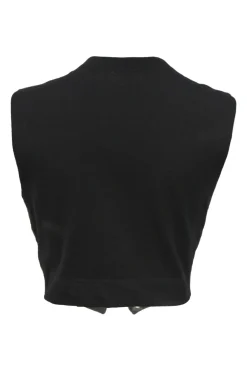 Brown striped wool V-neck tailored waistcoat with points