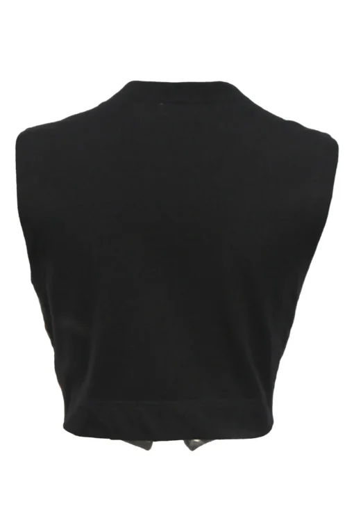 Brown striped wool V-neck tailored waistcoat with points