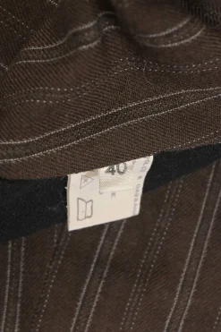 Brown striped wool V-neck tailored waistcoat with points