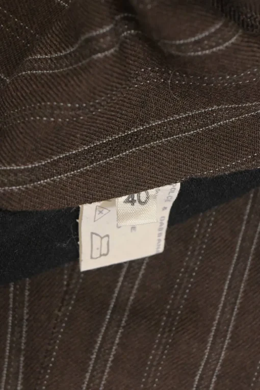 Brown striped wool V-neck tailored waistcoat with points