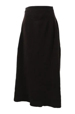 Brown wool asymmetric rib knit Desdemona midi skirt