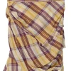 Burgundy and honey draped cotton Madras check voile Birdy pencil skirt