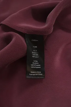 Burgundy bias-cut bi-layer polyester handkerchief midi dress