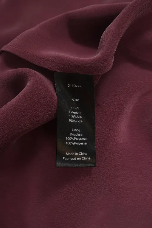 Burgundy bias-cut bi-layer polyester handkerchief midi dress