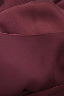 Burgundy bias-cut bi-layer polyester handkerchief midi dress