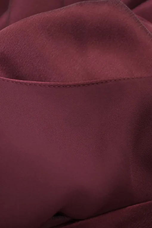 Burgundy bias-cut bi-layer polyester handkerchief midi dress