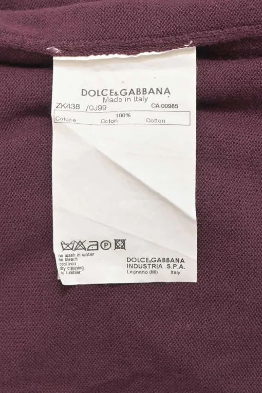 Burgundy cotton interlock jersey spread collar half-zip polo knit top