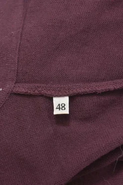Burgundy cotton interlock jersey spread collar half-zip polo knit top