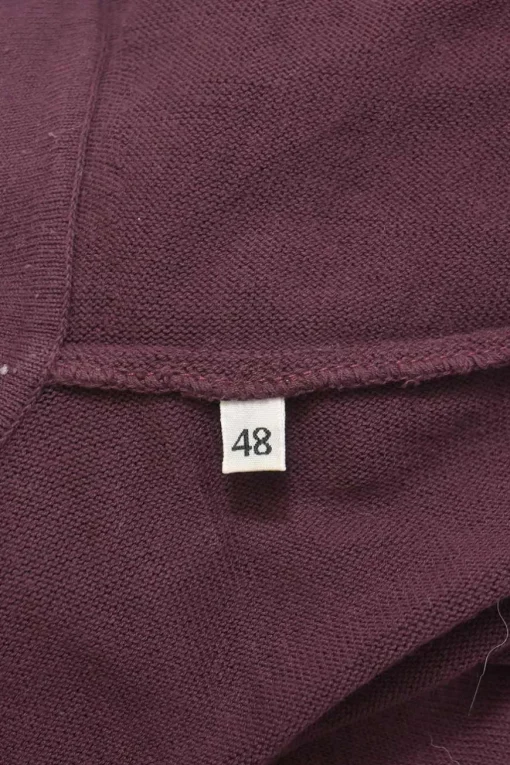 Burgundy cotton interlock jersey spread collar half-zip polo knit top