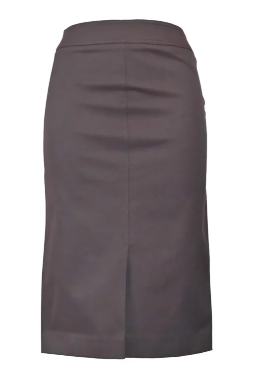 Burgundy cotton-blend slit-front knee-length pencil skirt