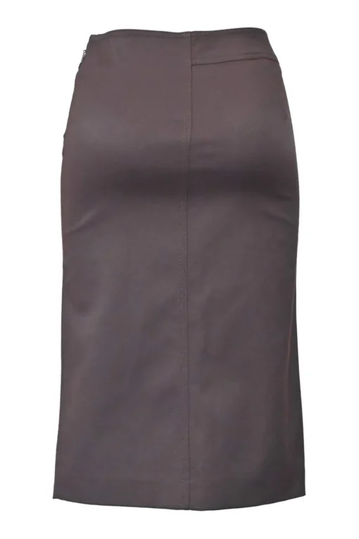 Burgundy cotton-blend slit-front knee-length pencil skirt