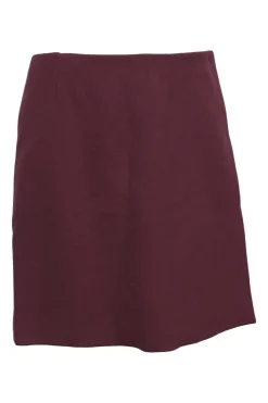Burgundy wool-blend Cavalry twill pull-on mini pencil skirt